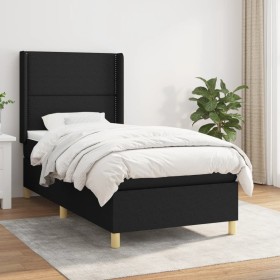 Cama box spring con colchón tela negro 90x190 cm de , Camas y somieres - Ref: Foro24-3131875, Precio: 323,37 €, Descuento: %