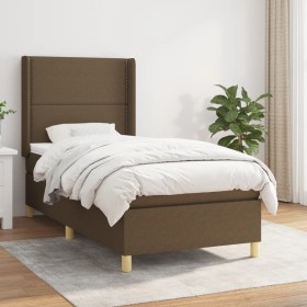 Cama box spring con colchón tela marrón oscuro 80x200 cm de , Camas y somieres - Ref: Foro24-3131868, Precio: 320,38 €, Descu...