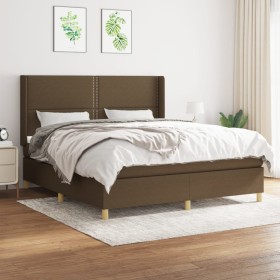 Cama box spring con colchón tela marrón oscuro 180x200 cm de , Camas y somieres - Ref: Foro24-3131932, Precio: 618,99 €, Desc...