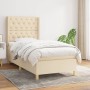 Cama box spring con colchón tela color crema 80x200 cm de , Camas y somieres - Ref: Foro24-3132190, Precio: 345,87 €, Descuen...