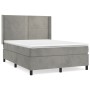 Cama box spring con colchón terciopelo gris claro 140x200 cm de , Camas y somieres - Ref: Foro24-3132621, Precio: 526,06 €, D...