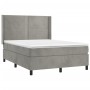 Cama box spring con colchón terciopelo gris claro 140x200 cm de , Camas y somieres - Ref: Foro24-3132621, Precio: 526,06 €, D...