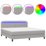 Cama box spring colchón y luces LED tela gris claro 180x200 cm de , Camas y somieres - Ref: Foro24-3133093, Precio: 527,61 €,...