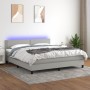 Box spring bed mattress and LED lights light gray fabric 160x200 cm by , Beds and slatted bases - Ref: Foro24-3133085, Price:...