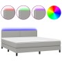 Cama box spring colchón y luces LED tela gris claro 160x200 cm de , Camas y somieres - Ref: Foro24-3133085, Precio: 519,91 €,...