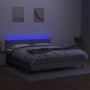 Box spring bed mattress and LED lights light gray fabric 160x200 cm by , Beds and slatted bases - Ref: Foro24-3133085, Price:...