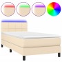 Cama box spring colchón y luces LED tela crema 80x200 cm de , Camas y somieres - Ref: Foro24-3133114, Precio: 257,83 €, Descu...