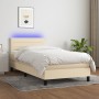 Cama box spring colchón y luces LED tela crema 80x200 cm de , Camas y somieres - Ref: Foro24-3133194, Precio: 267,53 €, Descu...