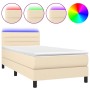 Cama box spring colchón y luces LED tela crema 80x200 cm de , Camas y somieres - Ref: Foro24-3133194, Precio: 267,53 €, Descu...