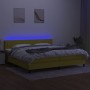 Boxspringbett-Matratze und LED-Leuchten, grüner Stoff, 200 x 200 cm von , Betten und Lattenroste - Ref: Foro24-3133348, Preis...