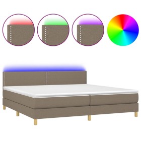 Cama box spring con colchón LED tela gris taupe 200x200 cm de , Camas y somieres - Ref: Foro24-3133665, Precio: 603,95 €, Des...