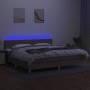 Cama box spring con colchón LED tela gris taupe 200x200 cm de , Camas y somieres - Ref: Foro24-3133665, Precio: 603,95 €, Des...