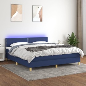 Boxspringbett mit Matratze und LED-blauem Stoff 180x200 cm von , Betten und Lattenroste - Ref: Foro24-3133659, Preis: 510,99 ...