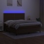 Box spring bed mattress LED lights dark brown fabric 160x200cm by , Beds and slatted bases - Ref: Foro24-3134808, Price: 579,...