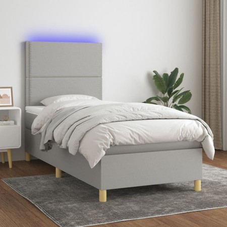 Cama box spring colchón y luces LED tela gris claro 90x190 cm de , Camas y somieres - Ref: Foro24-3135317, Precio: 337,51 €, ...