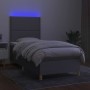 Box spring bed mattress and LED lights light gray fabric 90x190 cm by , Beds and slatted bases - Ref: Foro24-3135317, Price: ...