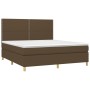 Cama box spring colchón luces LED tela marrón oscuro 180x200cm de , Camas y somieres - Ref: Foro24-3135376, Precio: 594,05 €,...