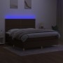 Box spring bed mattress LED lights dark brown fabric 180x200cm by , Beds and slatted bases - Ref: Foro24-3135376, Price: 608,...