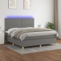 Box spring bed mattress and LED lights dark gray fabric 180x200 cm by , Beds and slatted bases - Ref: Foro24-3135374, Price: ...