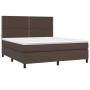 Cama box spring colchón y LED cuero sintético marrón 180x200 cm de , Camas y somieres - Ref: Foro24-3135900, Precio: 655,44 €...