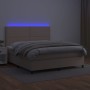 Box spring bed LED mattress cappuccino synthetic leather 180x200cm by , Beds and slatted bases - Ref: Foro24-3135902, Price: ...