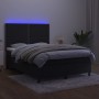 Box spring bed with mattress and LED black velvet 140x200 cm by , Beds and slatted bases - Ref: Foro24-3136067, Price: 508,41...