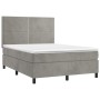 Cama box spring colchón y LED terciopelo gris claro 140x190 cm de , Camas y somieres - Ref: Foro24-3136059, Precio: 546,39 €,...