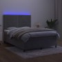 Box spring bed with mattress and LED light gray velvet 140x190 cm by , Beds and slatted bases - Ref: Foro24-3136059, Price: 5...