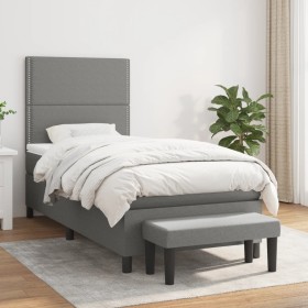 Cama box spring con colchón tela gris oscuro 90x190 cm de , Camas y somieres - Ref: Foro24-3136478, Precio: 373,99 €, Descuen...