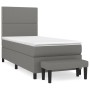 Box spring bed with dark gray fabric mattress 90x190 cm by , Beds and slatted bases - Ref: Foro24-3136478, Price: 386,18 €, D...