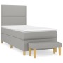 Box spring bed with light gray fabric mattress 90x190 cm by , Beds and slatted bases - Ref: Foro24-3137037, Price: 361,05 €, ...