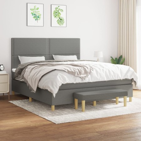 Box spring bed with dark gray fabric mattress 180x200 cm by , Beds and slatted bases - Ref: Foro24-3137094, Price: 672,52 €, ...