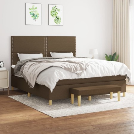 Box spring bed with dark brown fabric mattress 180x200 cm by , Beds and slatted bases - Ref: Foro24-3137096, Price: 637,28 €,...