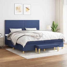 Cama box spring con colchón tela azul 200x200 cm de , Camas y somieres - Ref: Foro24-3137107, Precio: 712,76 €, Descuento: %