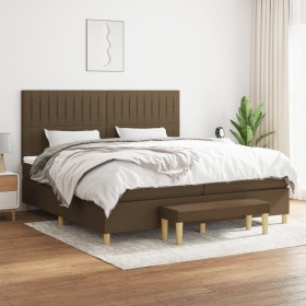 Cama box spring con colchón tela marrón oscuro 200x200 cm de , Camas y somieres - Ref: Foro24-3137344, Precio: 643,99 €, Desc...