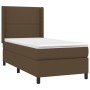 Boxspringbett-Matratze und LED-Leuchten aus dunkelbraunem Stoff, 90 x 190 cm von , Betten und Lattenroste - Ref: Foro24-31382...