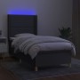 Cama box spring colchón y luces LED tela gris oscuro 90x190 cm de , Camas y somieres - Ref: Foro24-3138758, Precio: 337,92 €,...