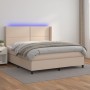 Box spring bed LED mattress cappuccino synthetic leather 160x200cm by , Beds and slatted bases - Ref: Foro24-3139336, Price: ...