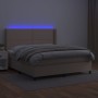 Box spring bed LED mattress cappuccino synthetic leather 160x200cm by , Beds and slatted bases - Ref: Foro24-3139336, Price: ...