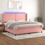 Cama box spring colchón y LED terciopelo rosa 200x200 cm de , Camas y somieres - Ref: Foro24-3139528, Precio: 646,38 €, Descu...