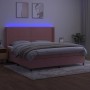 Cama box spring colchón y LED terciopelo rosa 200x200 cm de , Camas y somieres - Ref: Foro24-3139528, Precio: 639,96 €, Descu...