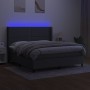 Box spring bed mattress and LED lights dark gray fabric 180x200 cm by , Beds and slatted bases - Ref: Foro24-3138254, Price: ...