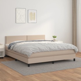 Cama box spring con colchón cuero sintético capuchino 180x200cm de , Camas y somieres - Ref: Foro24-3141082, Precio: 568,99 €...