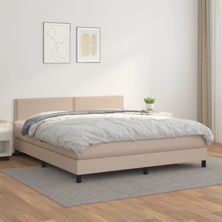 Box spring bed with cappuccino synthetic leather mattress 180x200cm by , Beds and slatted bases - Ref: Foro24-3141082, Price:...