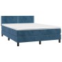 Cama box spring con colchón terciopelo azul oscuro 140x190 cm de , Camas y somieres - Ref: Foro24-3141243, Precio: 417,67 €, ...