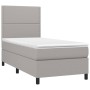 Box spring bed with light gray fabric mattress 90x190 cm by , Beds and slatted bases - Ref: Foro24-3141657, Price: 334,99 €, ...