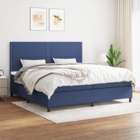 Cama box spring con colchón tela azul 200x200 cm de , Camas y somieres - Ref: Foro24-3141727, Precio: 713,51 €, Descuento: %