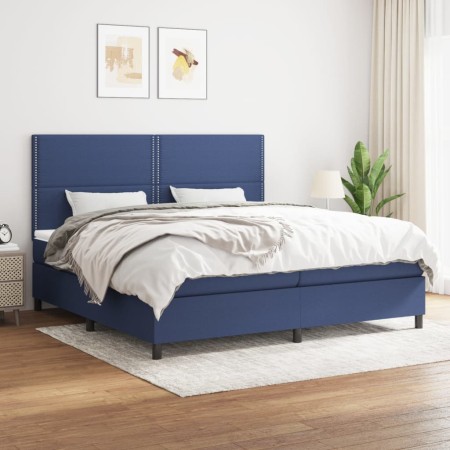 Cama box spring con colchón tela azul 200x200 cm de , Camas y somieres - Ref: Foro24-3141727, Precio: 728,14 €, Descuento: %