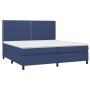 Cama box spring con colchón tela azul 200x200 cm de , Camas y somieres - Ref: Foro24-3141727, Precio: 728,14 €, Descuento: %