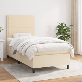 Box spring bed with cream fabric mattress 90x190 cm by , Beds and slatted bases - Ref: Foro24-3141662, Price: 352,65 €, Disco...